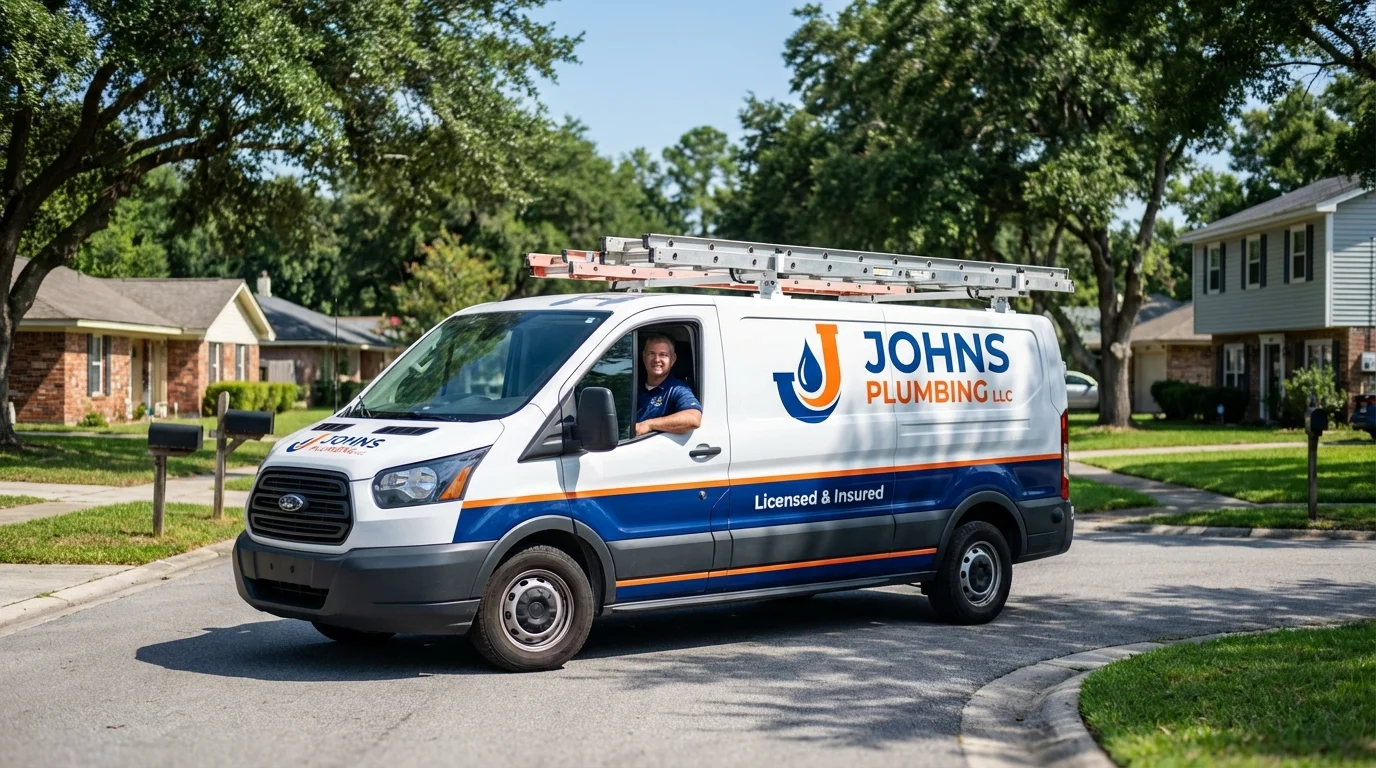 Johns Plumbing LLC service van in Daleville, VA