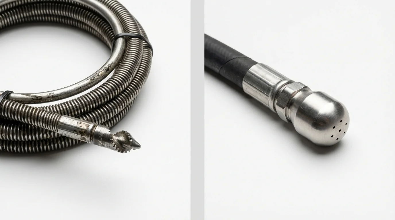 Drain snake cable and hydro jetting nozzle used for drain cleaning in Daleville, VA