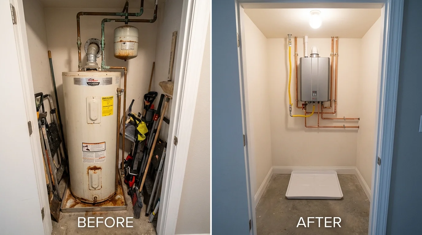 Tank water heater versus wall-mounted tankless unit comparison for Daleville, VA homeowners
